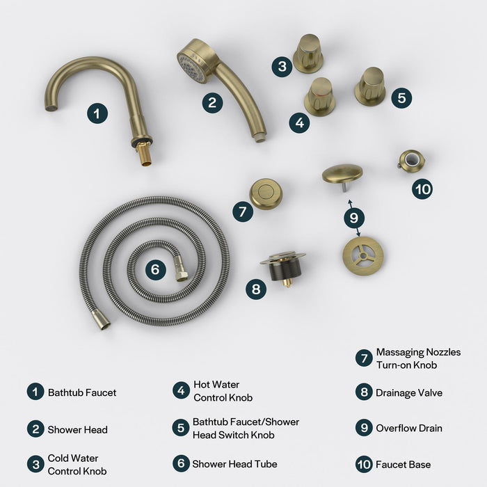 Empava Bathtub Faucet Fixtures For AIS Series Whirlpool Spa Tubs Empava