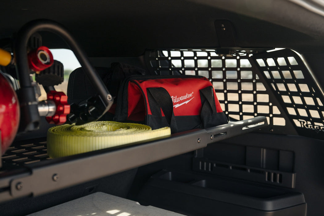 Rago Fabrication 2025-2026 Toyota 4Runner Molle Panel Storage Shelf – installed on vehicle, image 17 of 19