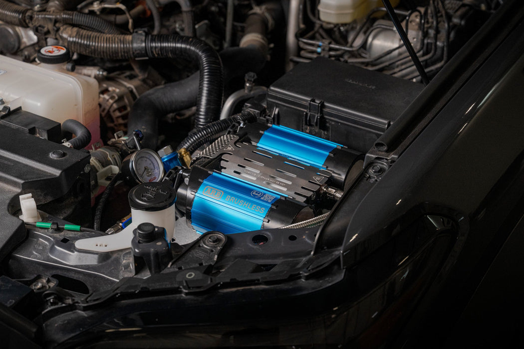Rago Fabrication 2025-2026 Toyota 4Runner Under-Hood Air Compressor Mount – installed on vehicle, image 12 of 17