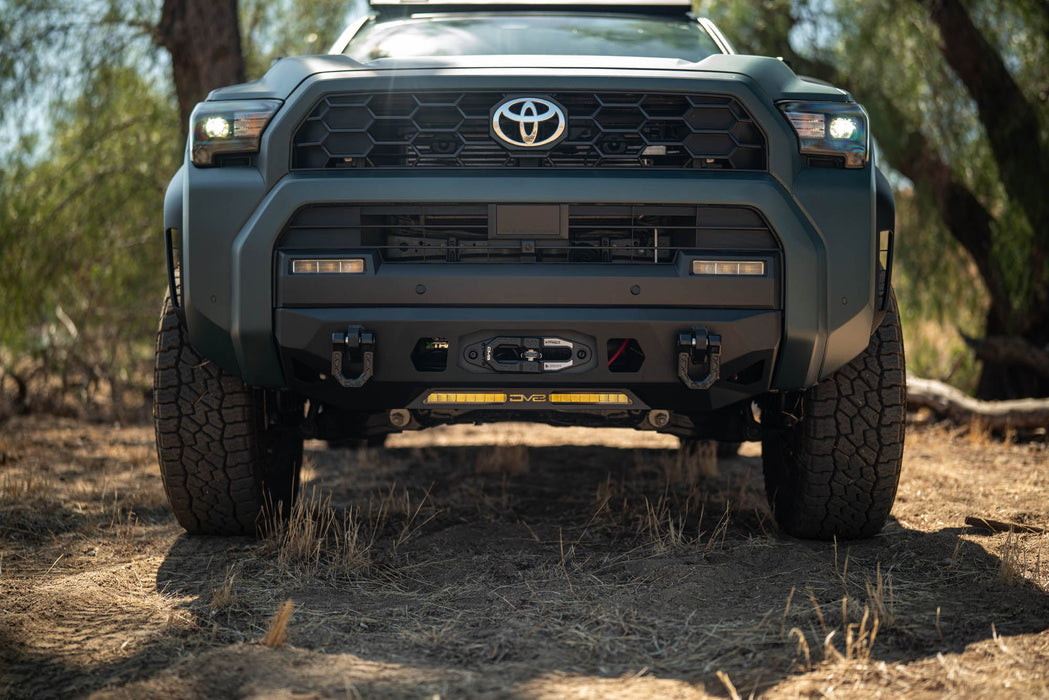 DV8 Offroad 2025-2026 Toyota 4Runner Centric Winch Front Bumper – installed on vehicle, image 10 of 15