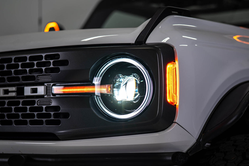 DV8 Offroad 2021-2026 Ford Bronco Black Headlights – installed on vehicle, image 2 of 20