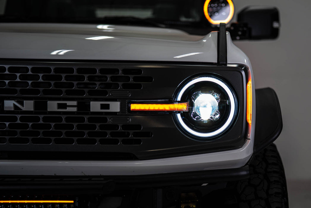 DV8 Offroad 2021-2026 Ford Bronco Black Headlights – installed on vehicle, image 12 of 20
