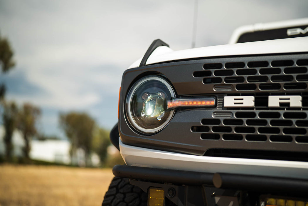 DV8 Offroad 2021-2026 Ford Bronco Black Headlights – installed on vehicle, image 13 of 20