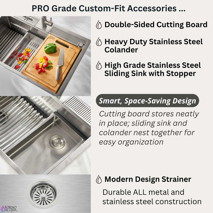 Forno Acqua 33-Inch MultiSink kit with Integrated Waterfall Rinsing and Glass Washing... Kitchen Appliance - Dimensions