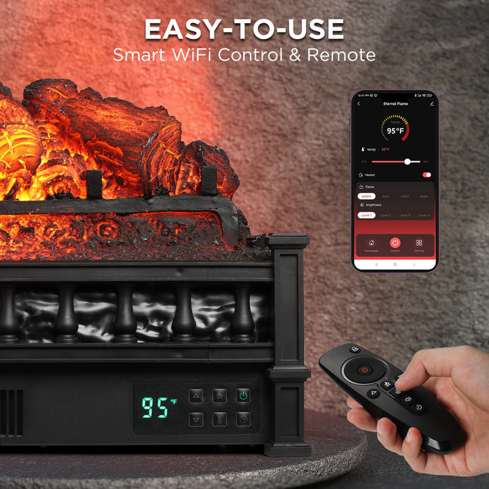 Eternal Flame EF26-PB Smart Electric Fireplace Logs, WiFi Enabled
