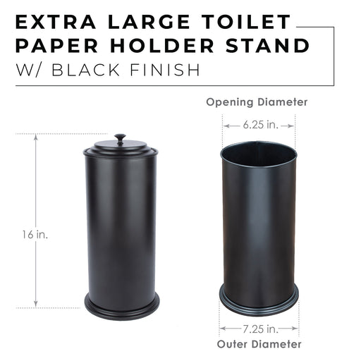 Utility Sink Freestanding Extra Large Toilet Paper Holder (Matte Black Finish) Bathroom Fixture - Side View