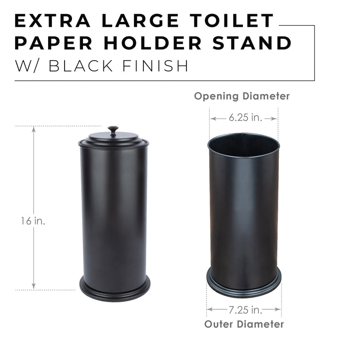 Utility Sink Freestanding Extra Large Toilet Paper Holder (Matte Black Finish) Bathroom Fixture - Side View