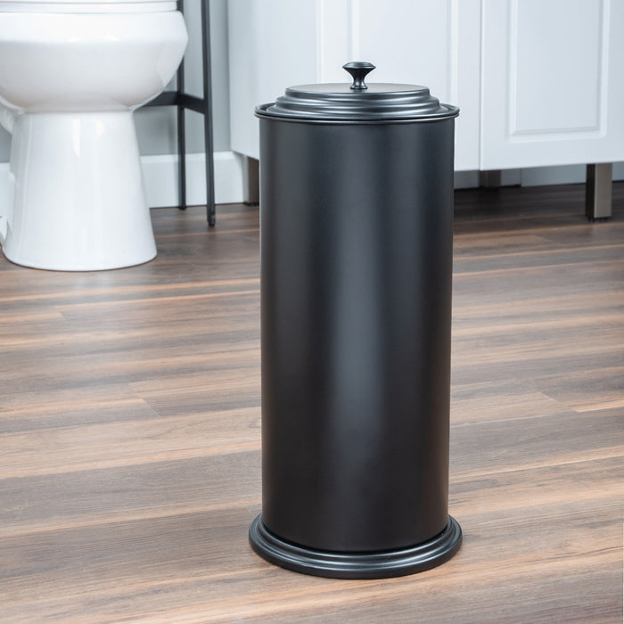 Utility Sink Freestanding Extra Large Toilet Paper Holder (Matte Black Finish) Bathroom Fixture - Detail View