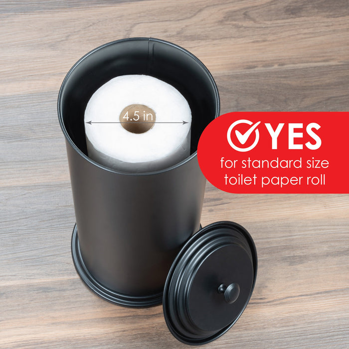 Utility Sink Freestanding Extra Large Toilet Paper Holder (Matte Black Finish) Bathroom Fixture - Dimensions