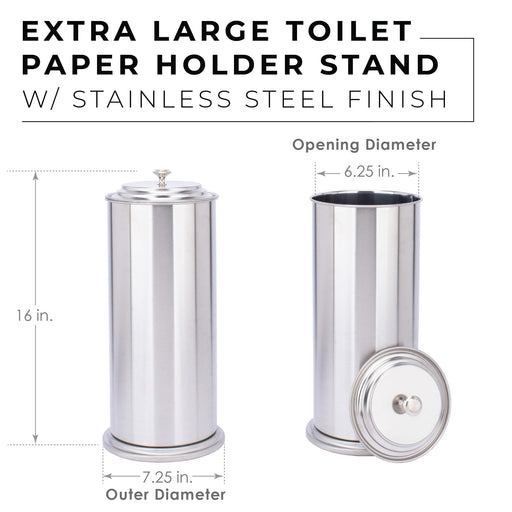 Utility Sink Freestanding Extra Large Toilet Paper Holder (Stainless Steel Finish) Bathroom Fixture - Side View