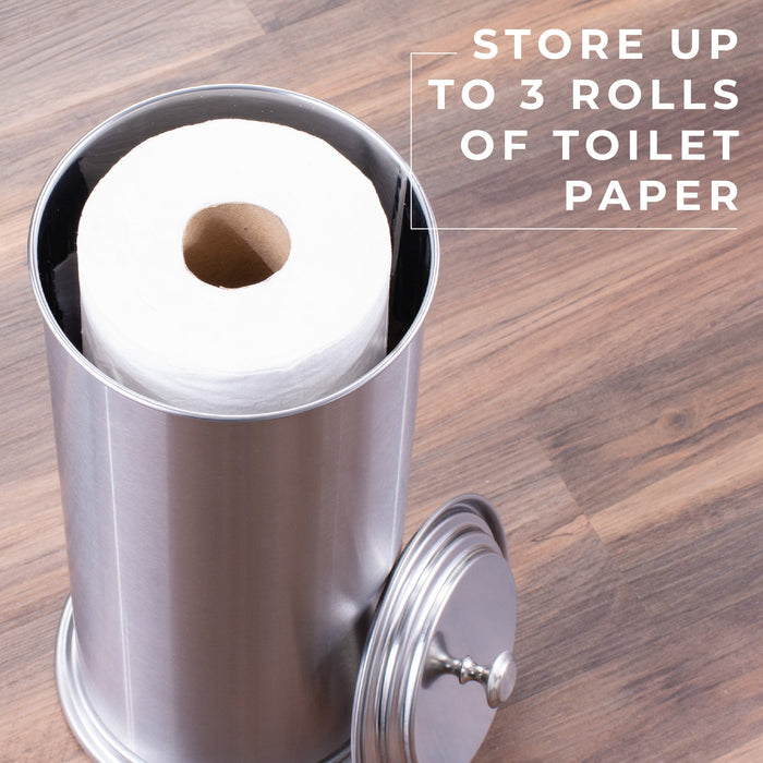 Utility Sink Freestanding Extra Large Toilet Paper Holder (Stainless Steel Finish) Bathroom Fixture - Close-Up