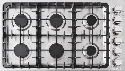 Cosmo 36-Inch Gas Cooktop with 6 Burners in Stainless Steel (COS-DIC366) Cosmo
