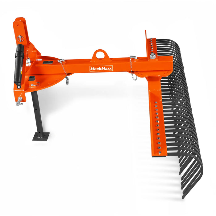 72" Offset Landscape Rake with 36 Tines 3 Point Hitch Tractor Attachment, LRA72