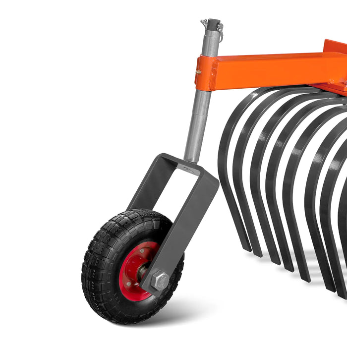 72" Offset Landscape Rake with Bolt-on Wheels & 36 Tines 3 Point Hitch Tractor Attachment, LRA72W