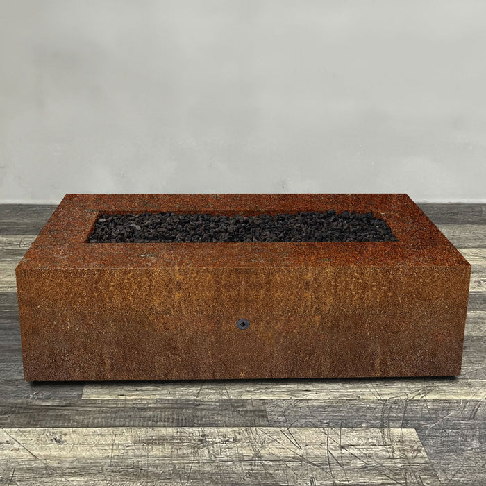 Starfire Designs Metal Gravity 72" x 38" Rectangle Corten Steel Gas Fire Pit with Propane Tank Access Door Starfire Designs