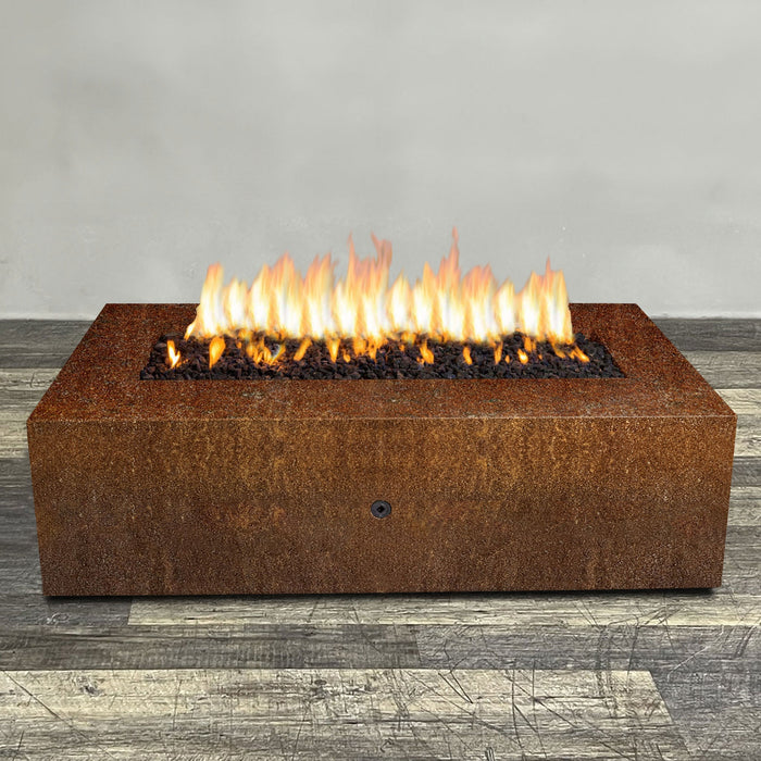 Starfire Designs Metal Gravity 72" x 38" Rectangle Corten Steel Gas Fire Pit with Propane Tank Access Door Starfire Designs