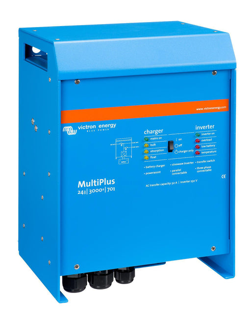 Victron Energy MultiPlus 24/3000 - 24V Input - 3000VA Output 120V VE.Bus - 70A Charger - UL 1741 - Front view angled right Victron MultiPlus 24/3000 with 24V Input and 3000VA Output 120V, 120A Charger with Transfer Switch