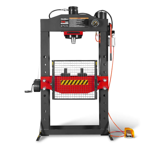 75 Ton H-Frame Air/Hydraulic Shop Press with Hand Winch,  Fully Welded
