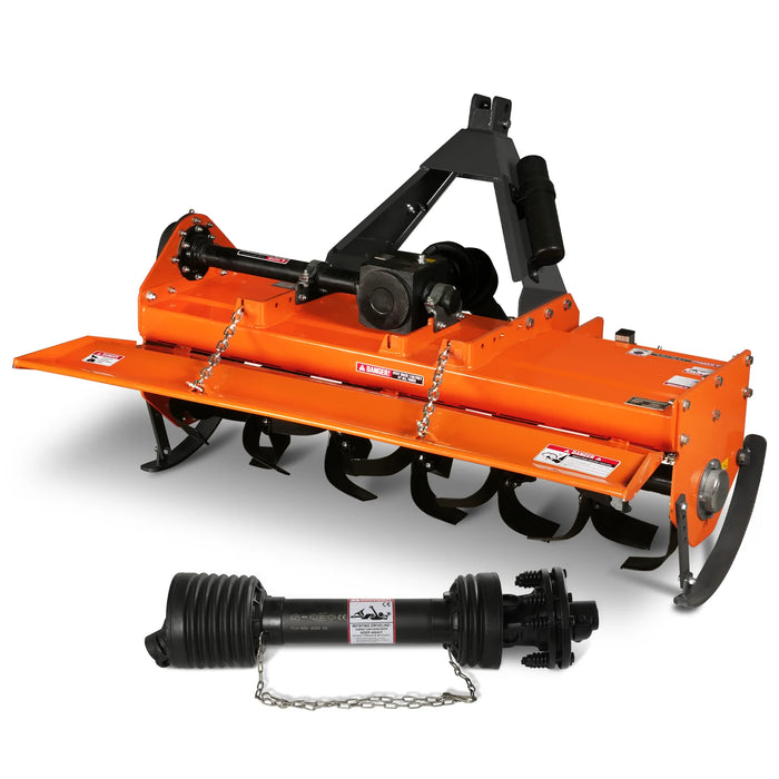 5FT 3-Point Gear Drive Rotary Tiller, 25-50HP Tractor, PTO Shaft Inclu