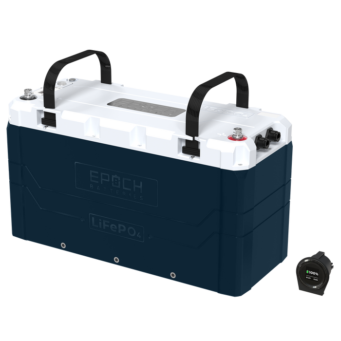 Epoch 48V 100Ah V2 Elite LiFePO4 battery — terminal close-up