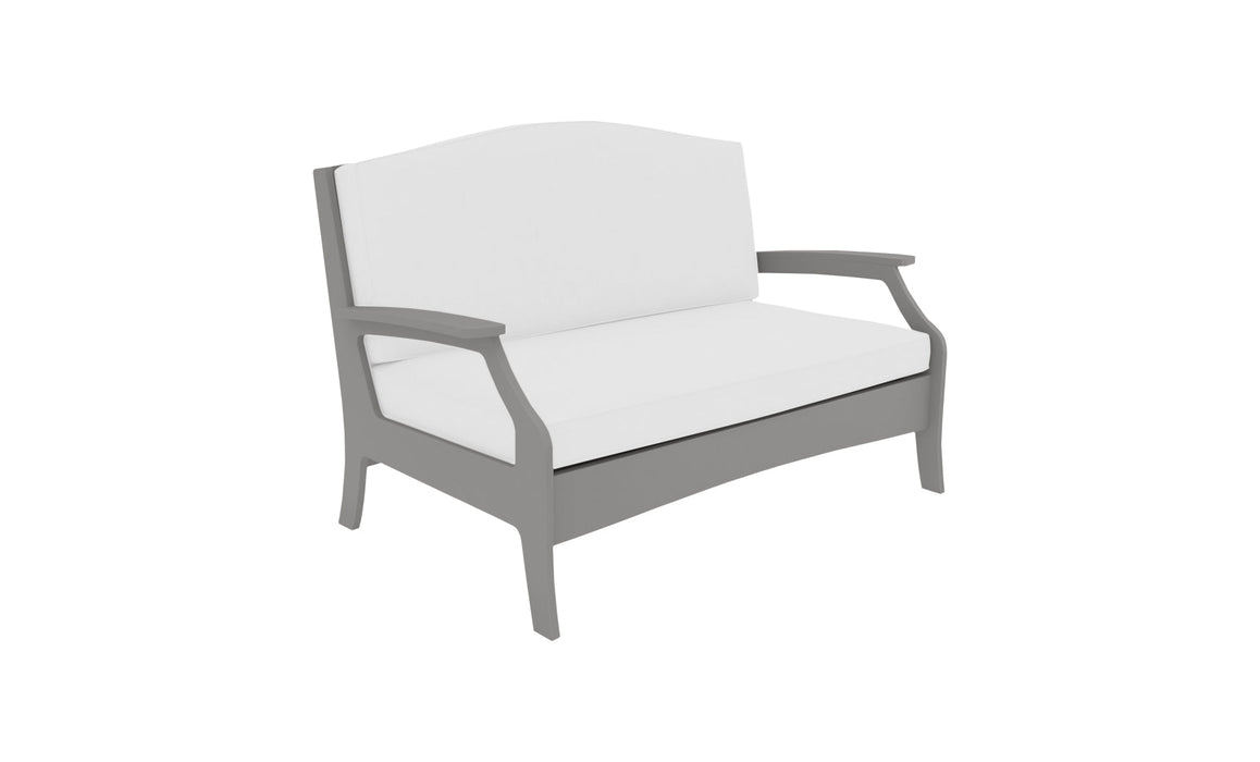 Ledge Lounger Legacy Loveseat — Gray Base-4634 White Fabric-Lattice Back