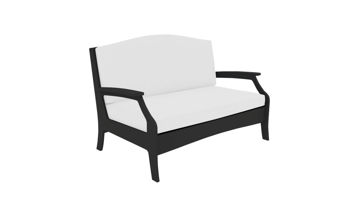 Ledge Lounger Legacy Loveseat — Black Base-4634 White Fabric-Lattice Back