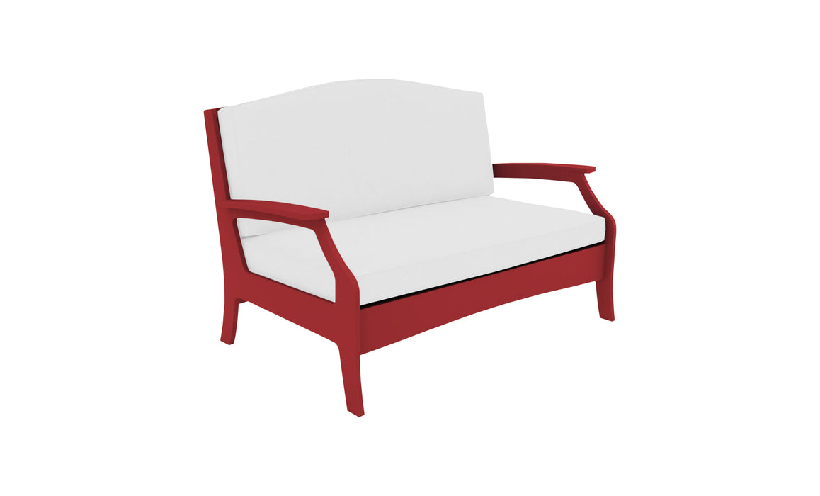 Ledge Lounger Legacy Loveseat — Red Base-4634 White Fabric-Lattice Back