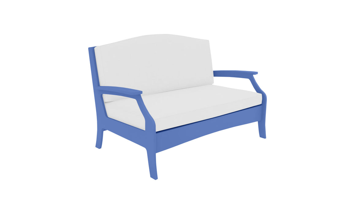 Ledge Lounger Legacy Loveseat — Sky Blue Base-4634 White Fabric-Lattice Back