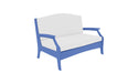 Ledge Lounger Legacy Loveseat — Sky Blue Base-4634 White Fabric-Lattice Back