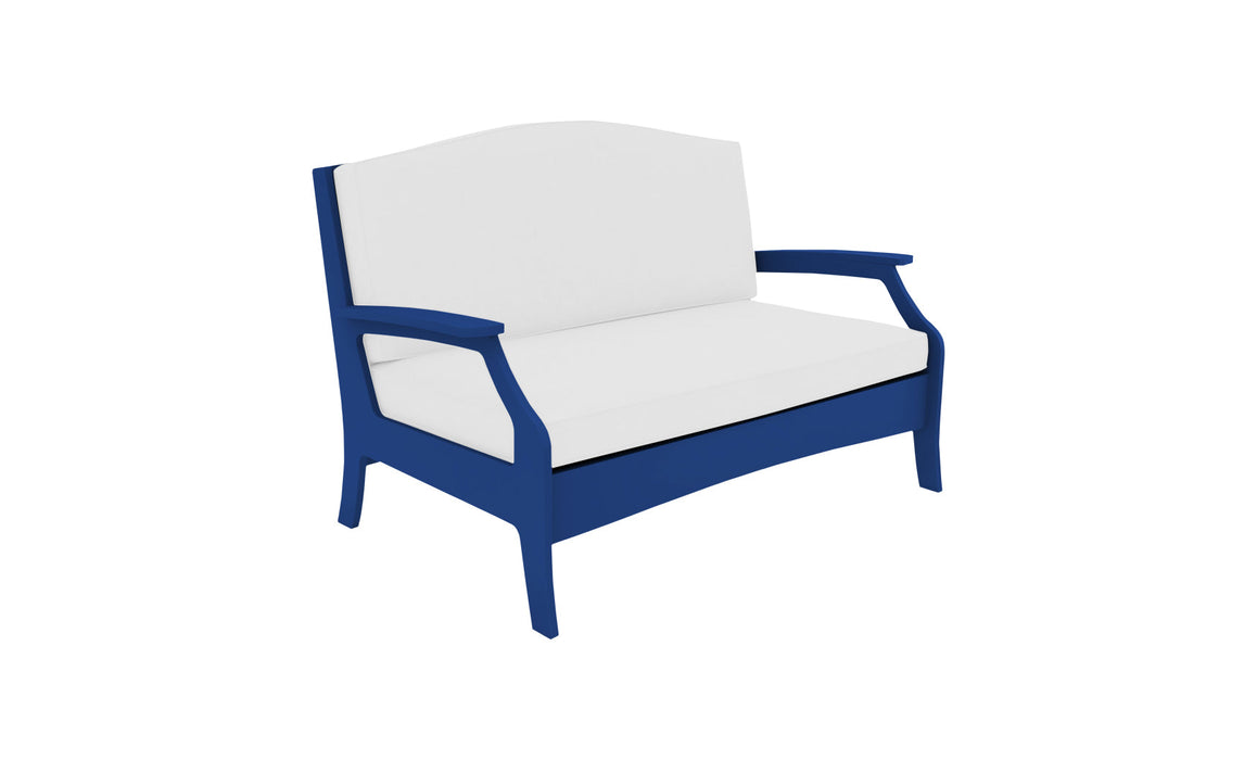 Ledge Lounger Legacy Loveseat — Navy Base-4634 White Fabric-Lattice Back