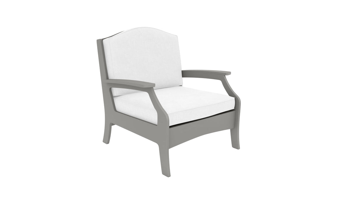 Ledge Lounger Legacy Club Chair — Gray Base-4634 White Fabric-Lattice Back