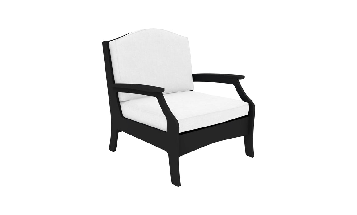 Ledge Lounger Legacy Club Chair — Black Base-4634 White Fabric-Lattice Back