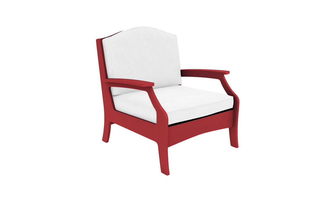 Ledge Lounger Legacy Club Chair — Red Base-4634 White Fabric-Lattice Back
