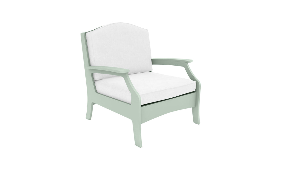 Ledge Lounger Legacy Club Chair — Sage Green Base-4634 White Fabric-Lattice Back