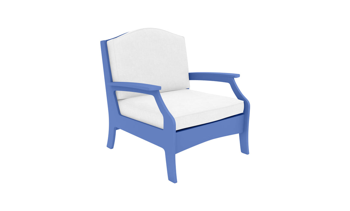 Ledge Lounger Legacy Club Chair — Sky Blue Base-4634 White Fabric-Lattice Back