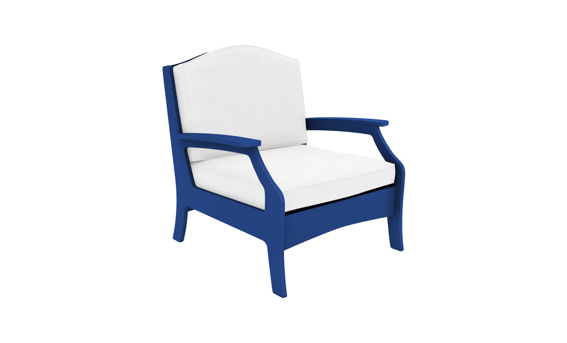 Ledge Lounger Legacy Club Chair — Navy Base-4634 White Fabric-Lattice Back