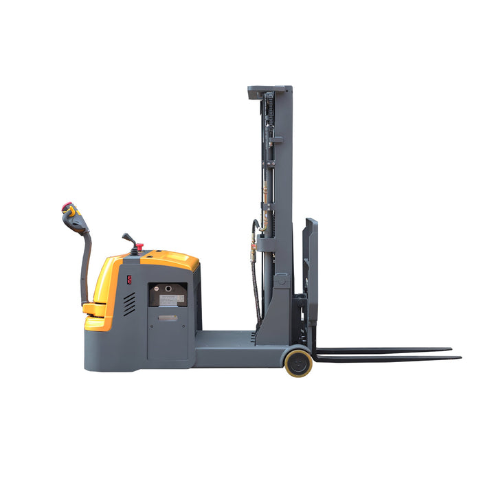 Xilin CPD15W counterbalanced stacker fork and load detail