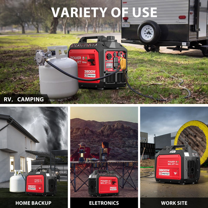 PowerSmart 3800W/3500W Gas/Propane Dual Fuel Inverter Generator w/ CO Alert HB5040DC