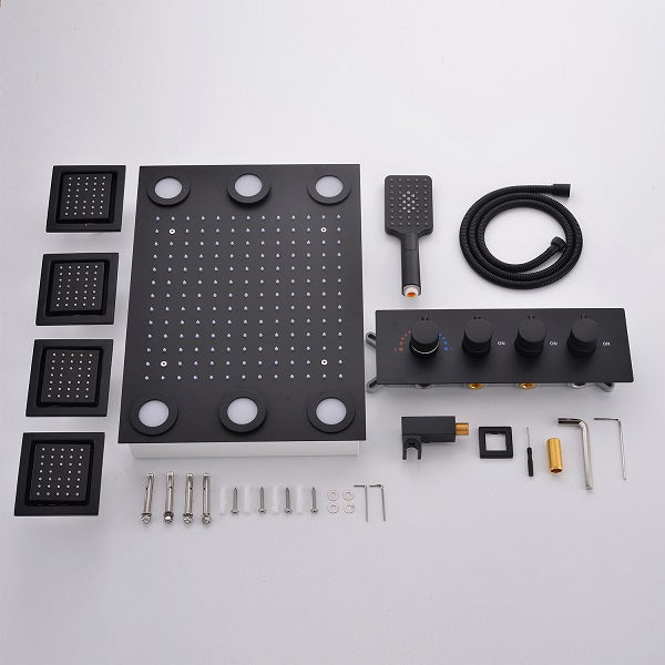 Cascada Showers 14"x20" LED Shower System with 4-Way Shower Mixer - Detail View 3