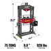 75 Ton H-Frame Electric Hydraulic Shop Press with Hand Winch,  110V Mo — angle view