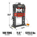 100 Ton H-Frame Air/Hydraulic Shop Press with Hand Winch,  Fully Welde — angle view