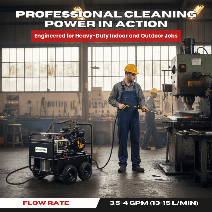 SANITMAX SM4000 Hot & Cold Water Gas Pressure Washer – 4,000 PSI, 4.0 GPM, Diesel Heated, Professional... - Dimensions