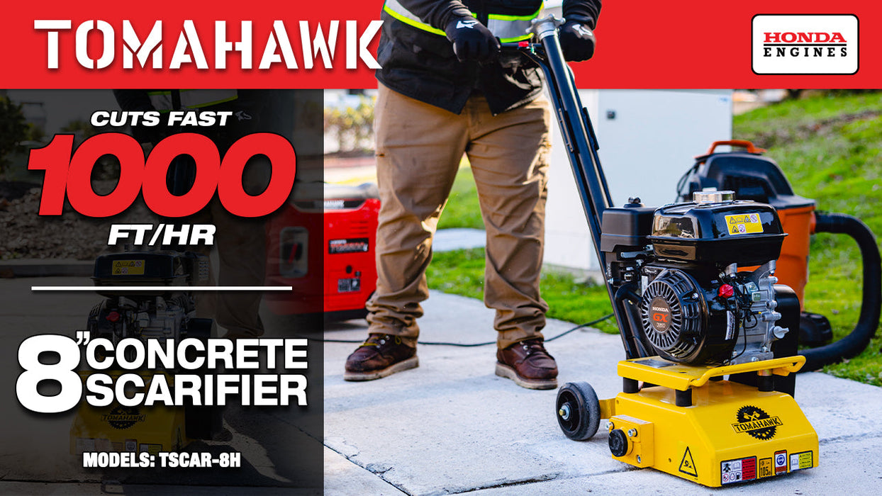 Tomahawk Power 8” Gas Concrete Scarifier Planer Grinder with 5.5 HP Honda Engine & Drum - Detail View 2