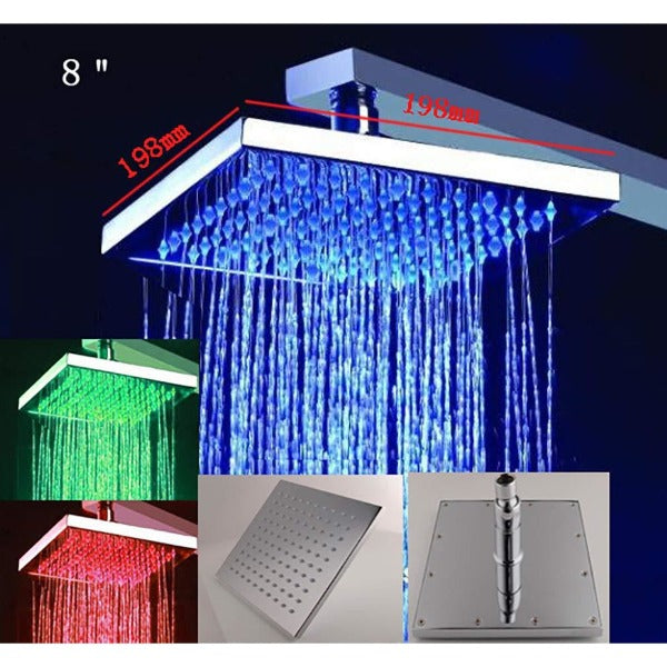 Cascada Showers 8" Rainfall LED Shower Set Double-Function Valve - Product Image 17