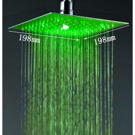 Cascada Showers 8" Square Rainfall LED Shower Head, include Shower Arm - Alternate View