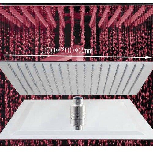 Cascada Showers 8" Square Rainfall LED Shower Head, include Shower Arm - Detail View 3