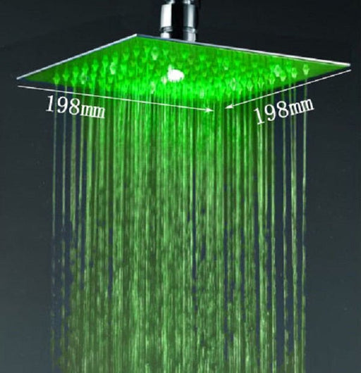 Cascada Showers 8" Square Rainfall LED Shower Head - Alternate View