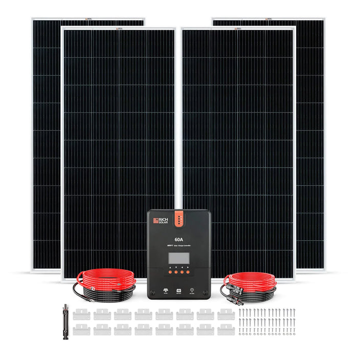 Green Vista Living Rich Solar 800 Watt Solar Kit Complete Off-Grid Solar System for RVs, Boats, Tiny Homes - Detail View