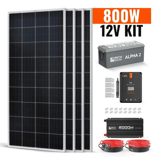 Green Vista Living Rich Solar - 800 Watt Complete Solar Kit - Side View
