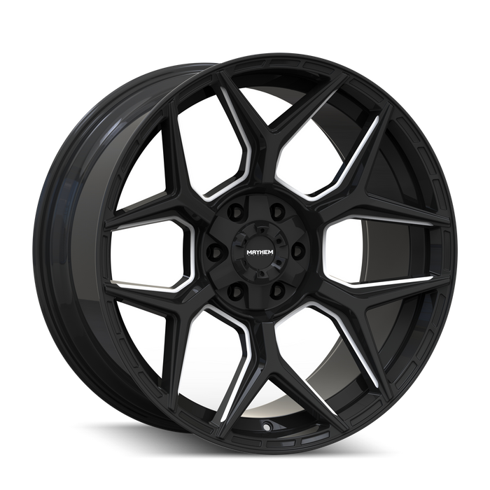 Mayhem 8119 VANQUISH 20x10 Gloss Black Milled wheel front view
